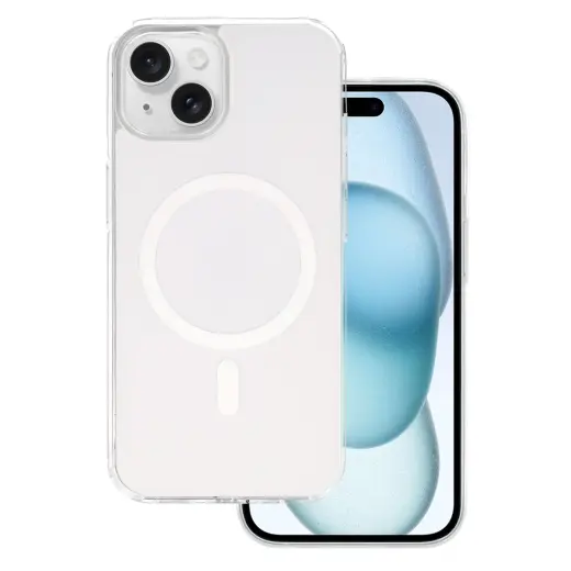 Glossy telefono dėklas su MagSafe palaikymu iPhone 15 baltas