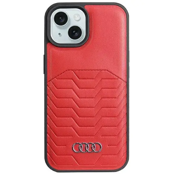 Audi Synthetic Leather MagSafe iPhone 15 Plus | 14 Plus 6.7" czerwony|red hardcase AU-TPUPCMIP15M-GT|D3-RD