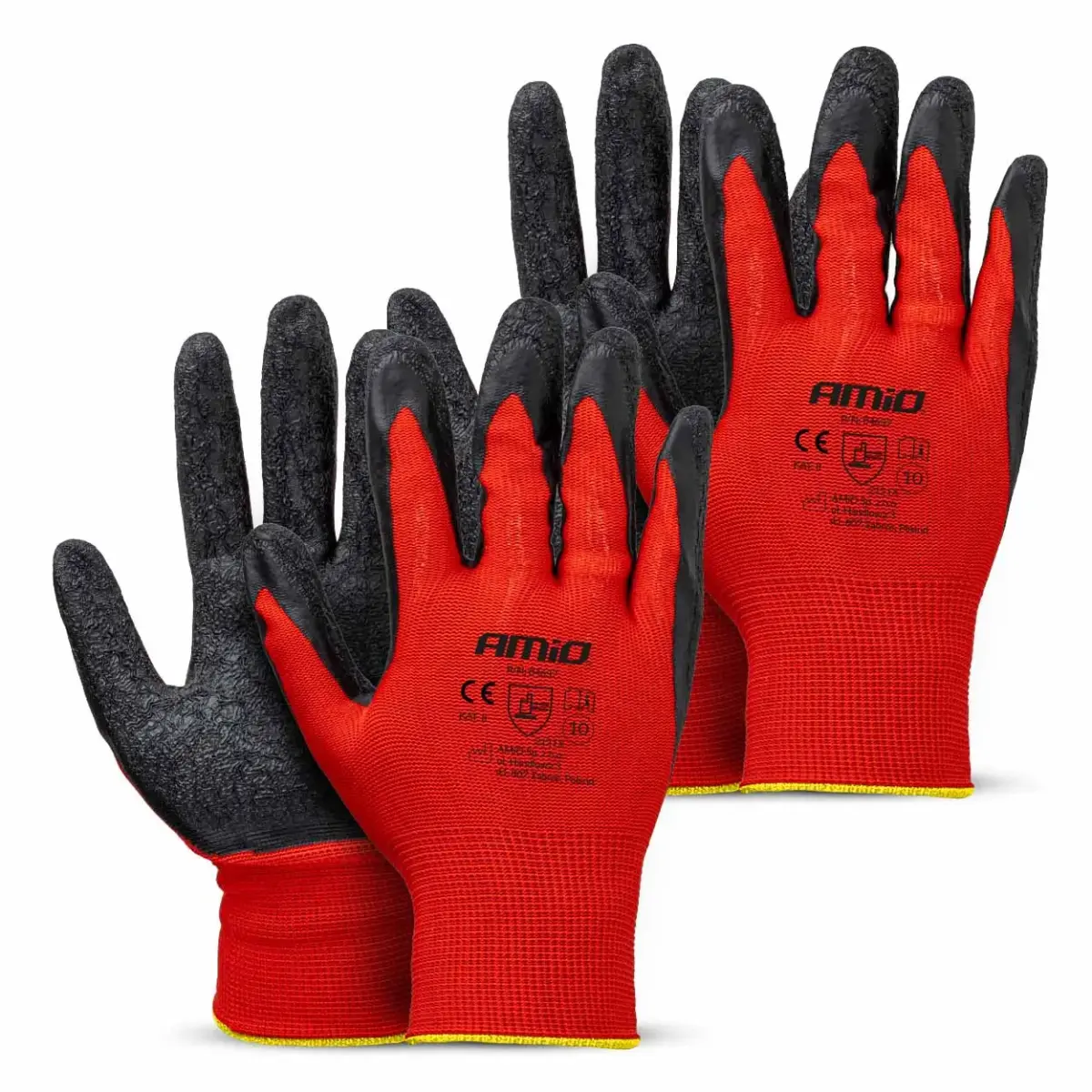 PE Latex coatedsafety gloves 4 pcs Size 10 (2 pairs), 2121X AMIO-04637