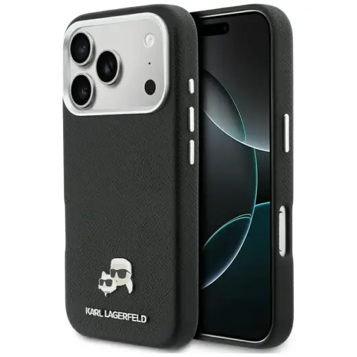 Karl Lagerfeld Saffiano чехол с поддержкой MagSafe для телефона iPhone 17 Pro чёрный