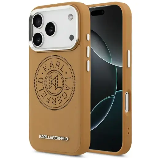 Karl Lagerfeld Point & Metal Logo MagSafe Case for iPhone 17 Pro Max Brown