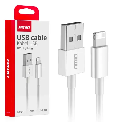 AMiO AMIO-03895 duomenų perdavimo ir įkrovimo laidas | USB-A į Lightning | 10W | 1m