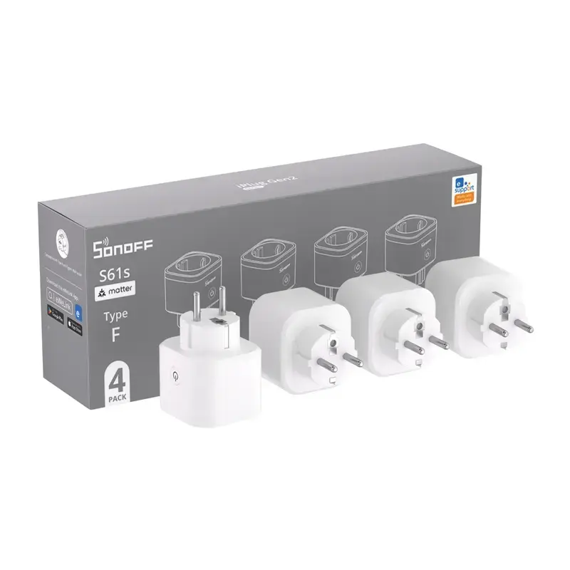 SONOFF S61s Matter External Plug via Wi-Fi, 4-Pack
