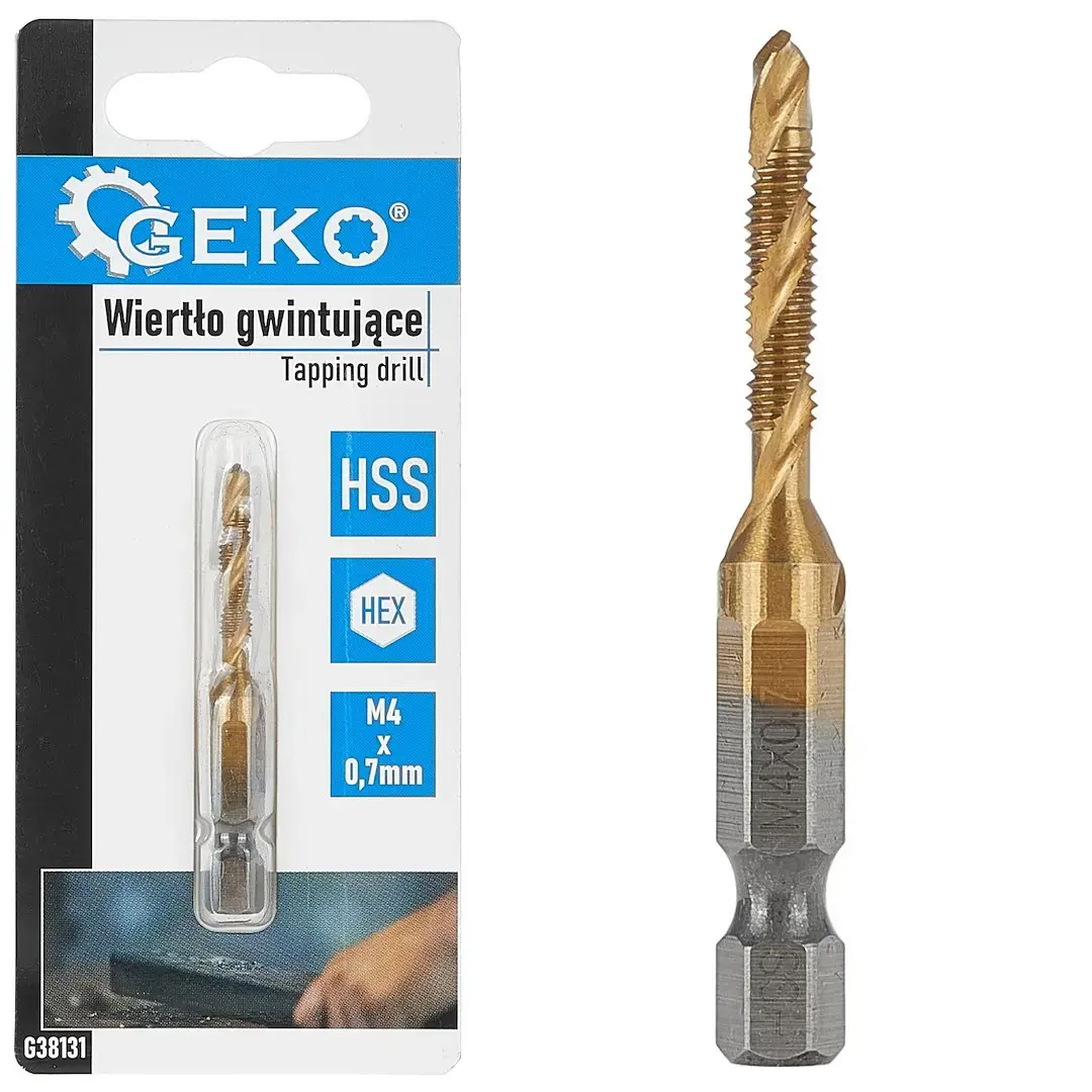 HSS M4 x 0.7mm vītņurbis ar HEX stiprinājumu