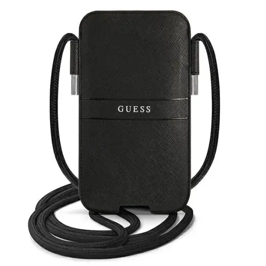 Guess PU Saffiano Metal Logo Pouch L Black