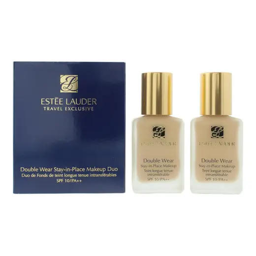 Set Duo, Estee Lauder, Double Wear - Stay-In-Place Makeup, Oil-Free, Matte Finish, Liquid Foundation, 1W2, Sand, SPF 10, 2 pcs, 30 ml