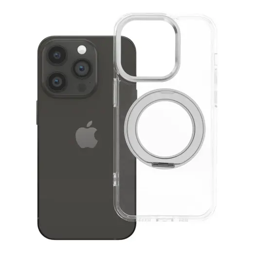 Frame Circle Stand maciņš ar statīvu un MagSafe atbalstu telefonam iPhone 14 Pro caurspīdīgs