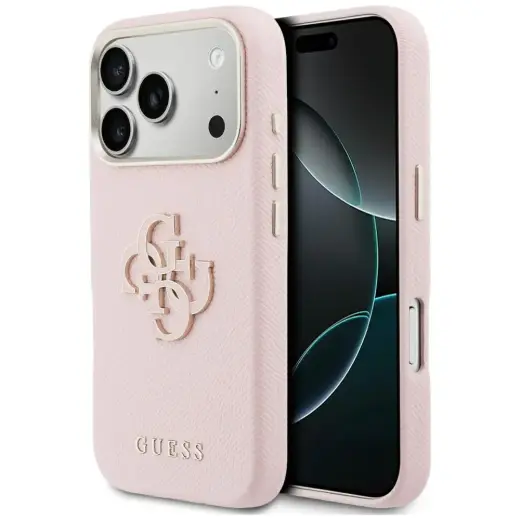 Guess FW Resin Logo maciņš telefonam iPhone 17 Pro Max rozā