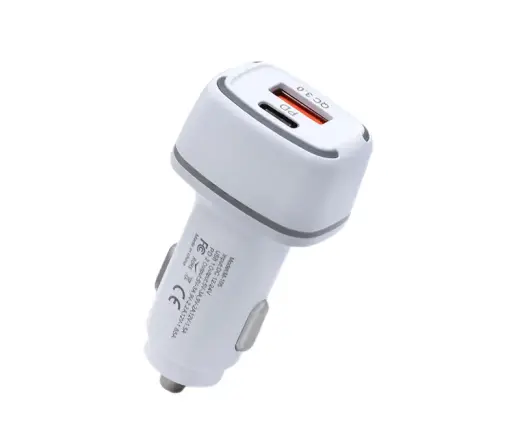 Goodbuy auto lādētājs M-105 QC 3.0 + PD | USB-A | Type-C balts