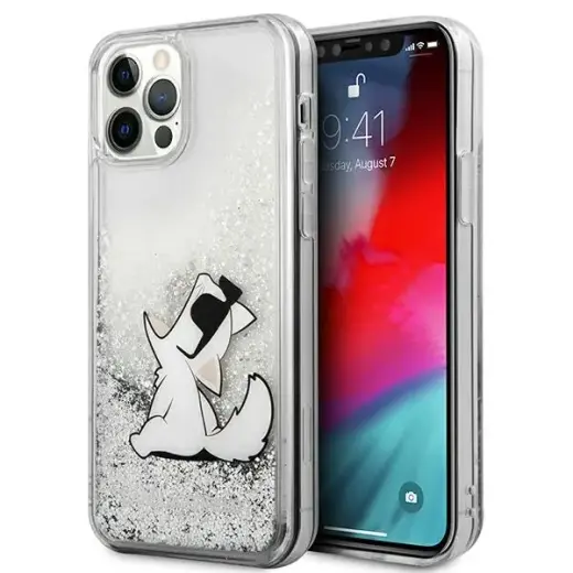 Karl Lagerfeld KLHCP12LGCFS iPhone 12 Pro Max 6,7" srebrny|silver hardcase Liquid Glitter Choupette Fun