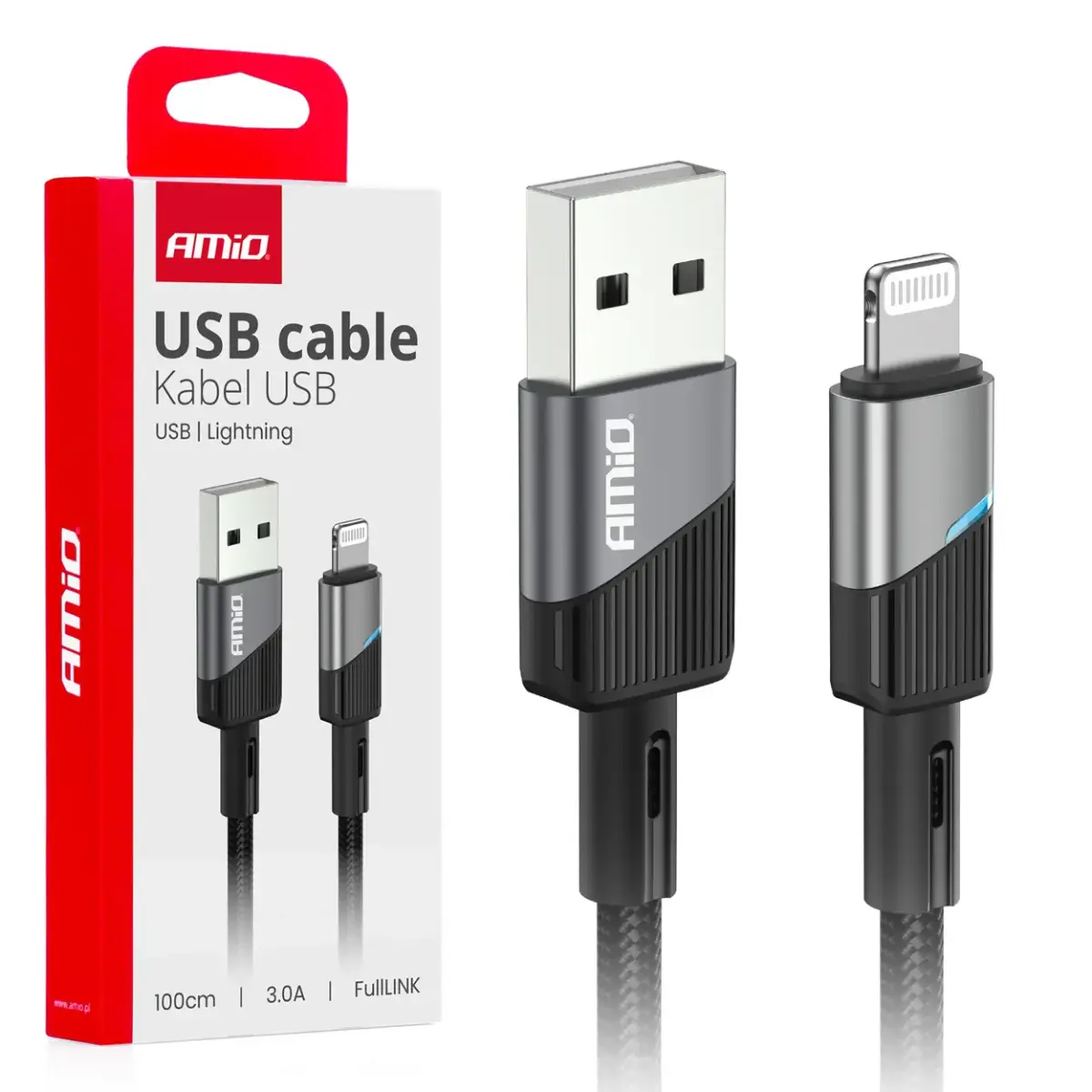 AMiO AMIO-03925 datu pārraides un uzlādes vads | USB-A uz Lightning | 15W | 1m