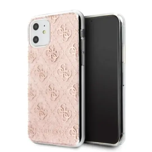 Guess GUHCN61PCU4GLPI iPhone 11 6,1" | Xr różowy|pink hard case 4G Glitter