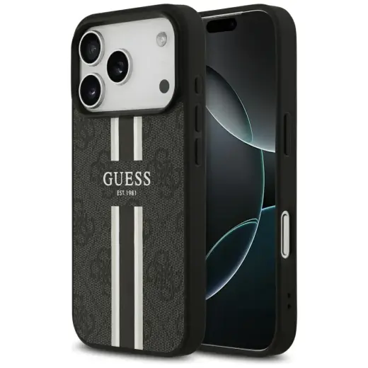 Case Guess 4G Printed Stripes MagSafe for iPhone 17 Pro black