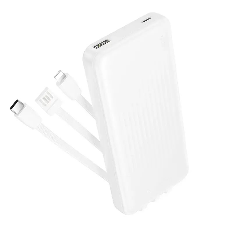 Borofone BJ79 Clever ārējais akumulators (powerbank) | 10 000 mAh | USB-A, USB-C, Lightning | balts