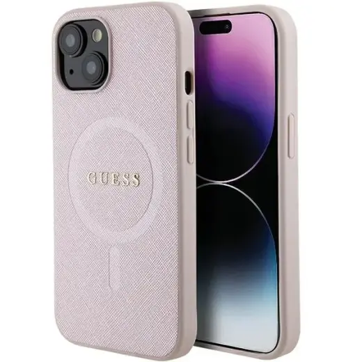 Guess GUHMP15MPSAHMCP iPhone 15 Plus |  14 Plus 6.7" różowy|pink hardcase Saffiano MagSafe