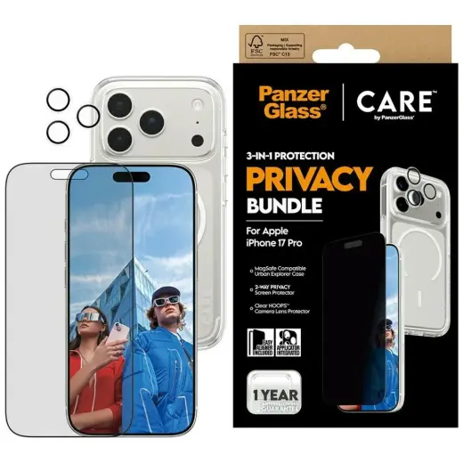 Zestaw ochronny CARE by PanzerGlass      Flagship Privacy 3w1 Etui+Szkło Prywatyzujące+Lens do iPhon