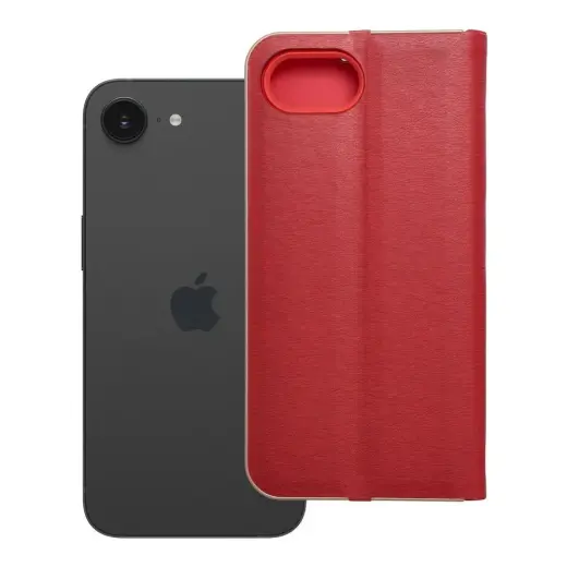 LUNA knyginio tipo telefono dėklas iPhone 16e raudonas