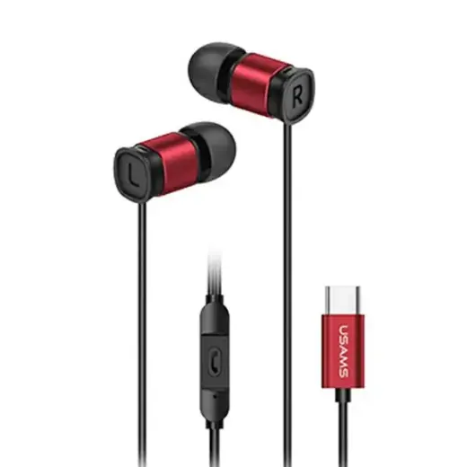 USAMS Słuchawki stereo EP-46 USB-C czerwony|red 1,2m HSEP4604