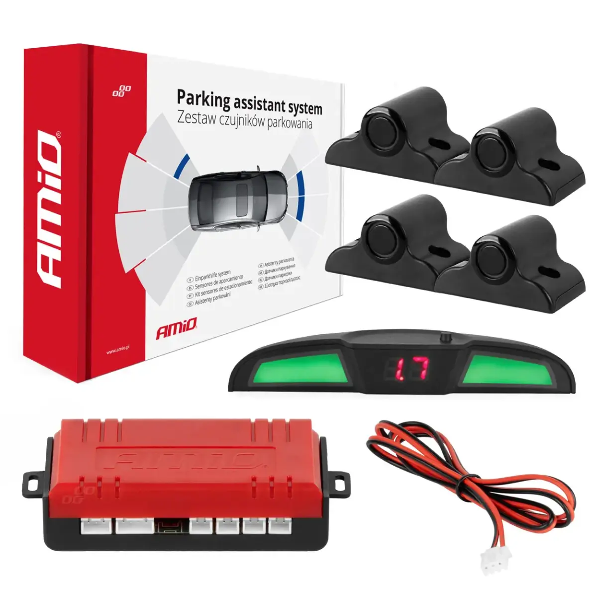 Parking assistant system LED COB 4 sensor black 19mm TRUCK