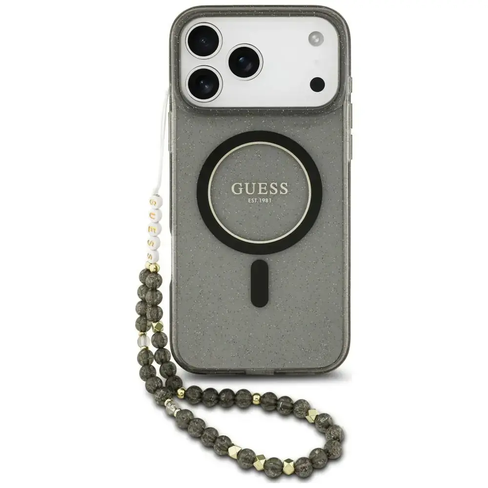 GUESS Case IML Glitter Pearl Strap