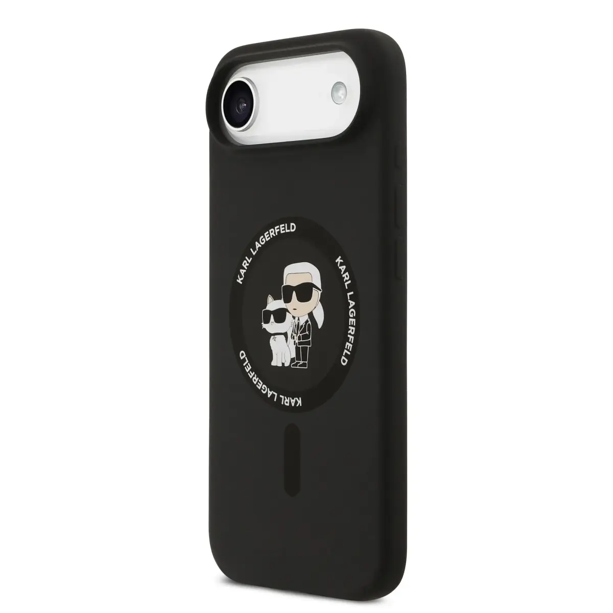 Karl Lagerfeld Karl&Choupette Ring maciņš ar MagSafe atbalstu telefonam iPhone 17 Air melns