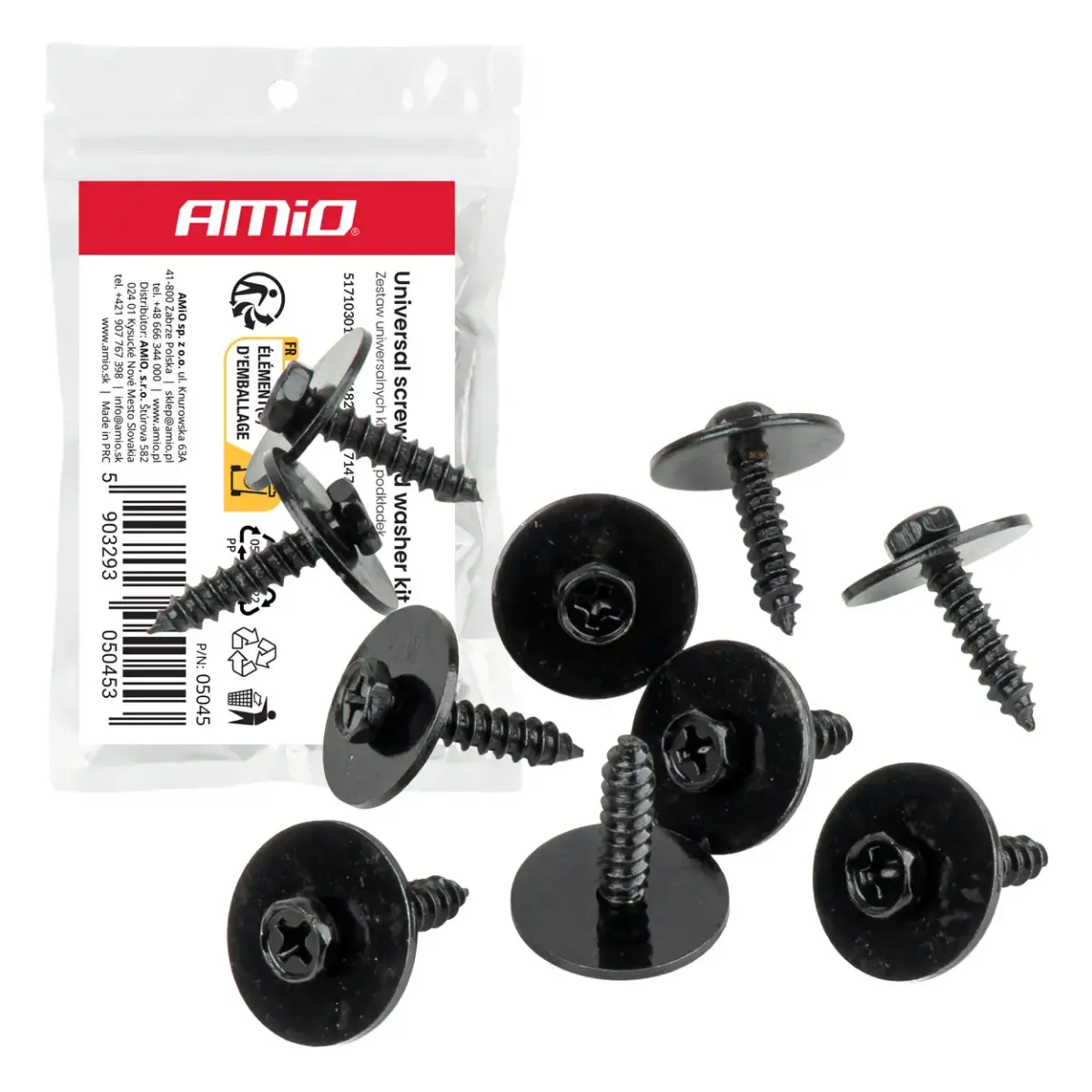 Universal screw and washer set, 10 sets AMIO-05045