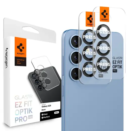 Spigen Optik Pro GLAS.TR EZ FIT 2-pack Camera Cover for Samsung Galaxy S25+ - Black