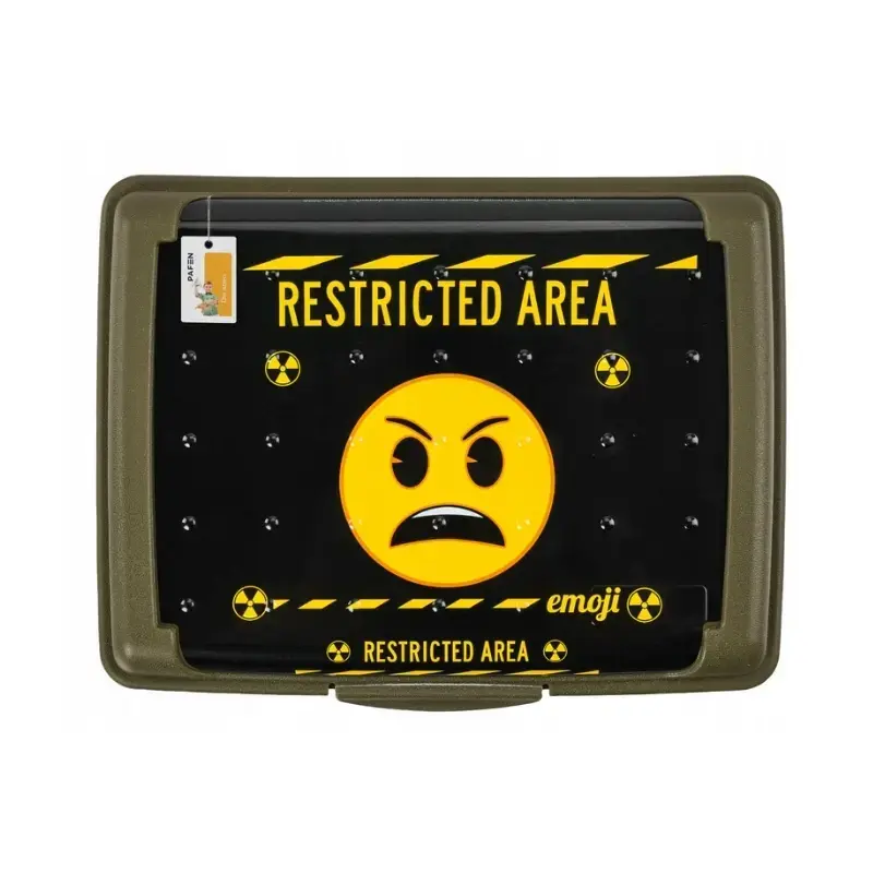 Pārtikas uzglabāšanas trauks deco-click-box mini 0,5L Carla "Emoji Danger" 17x13x3,5cm olīvu krāsā