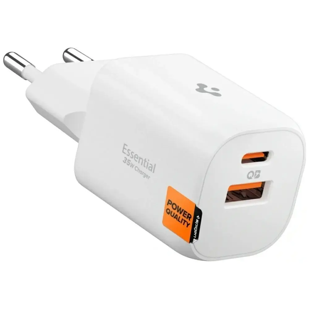 Spigen Essential EE352EU tīkla lādētājs | 35W | USB-C, USB-A | balts