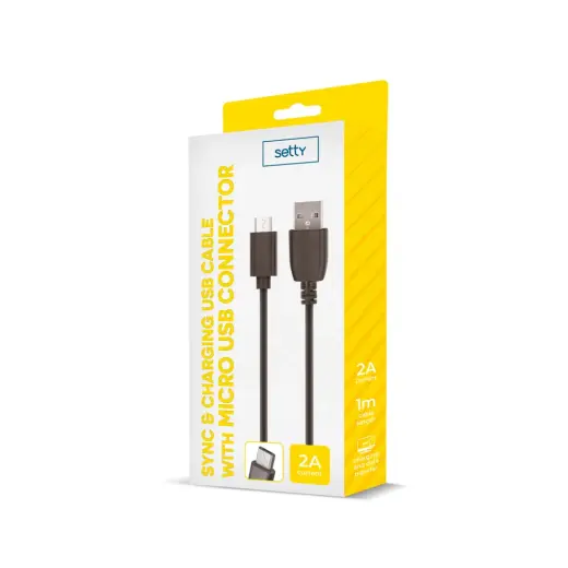Setty datu pārsūtīšanas un uzlādes kabelis 10W | Micro USB | 1m | melns