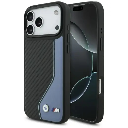 BMW M Carbon Logo phone case with MagSafe support for iPhone 17 Pro Max blue