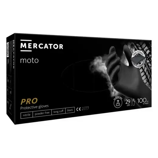 Nitrile gloves MERCATOR MOTO  black size XXL, 100 pcs