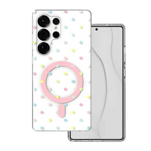 Bubble Dots Mag telefoni ümbris MagSafe toega Samsung Galaxy S25 Ultra (S938) valge