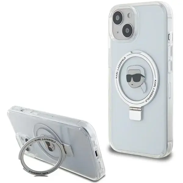 Karl Lagerfeld KLHMP15SHMRSKHH iPhone 15 | 14 | 13 6.1" biały|white hardcase Ring Stand Karl Head MagSafe
