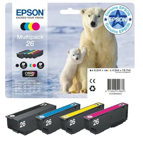 Tintes kārtridžu komplekts Epson 26 C13T26164010 4 krāsas