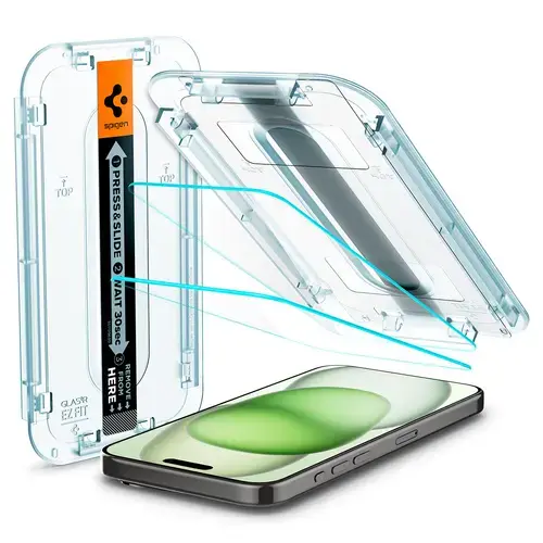 Spigen Glass tR EZ Fit 2 Pack tempered glass for iPhone 15 Plus