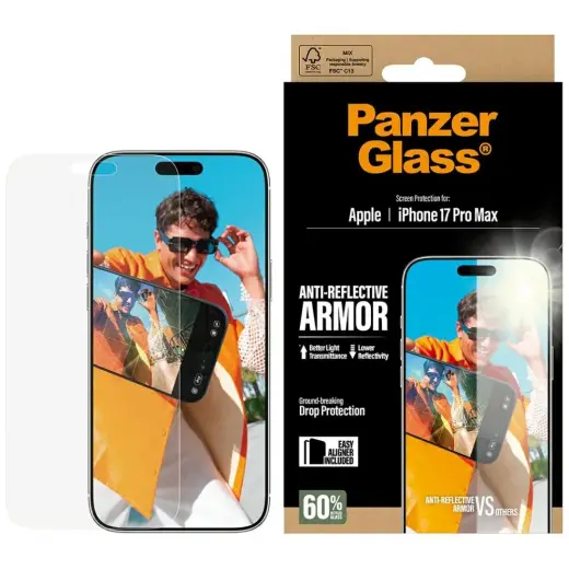 PanzerGlass Armor Anti-Reflective EasyAligner Tempered Glass for iPhone 17 Pro Max