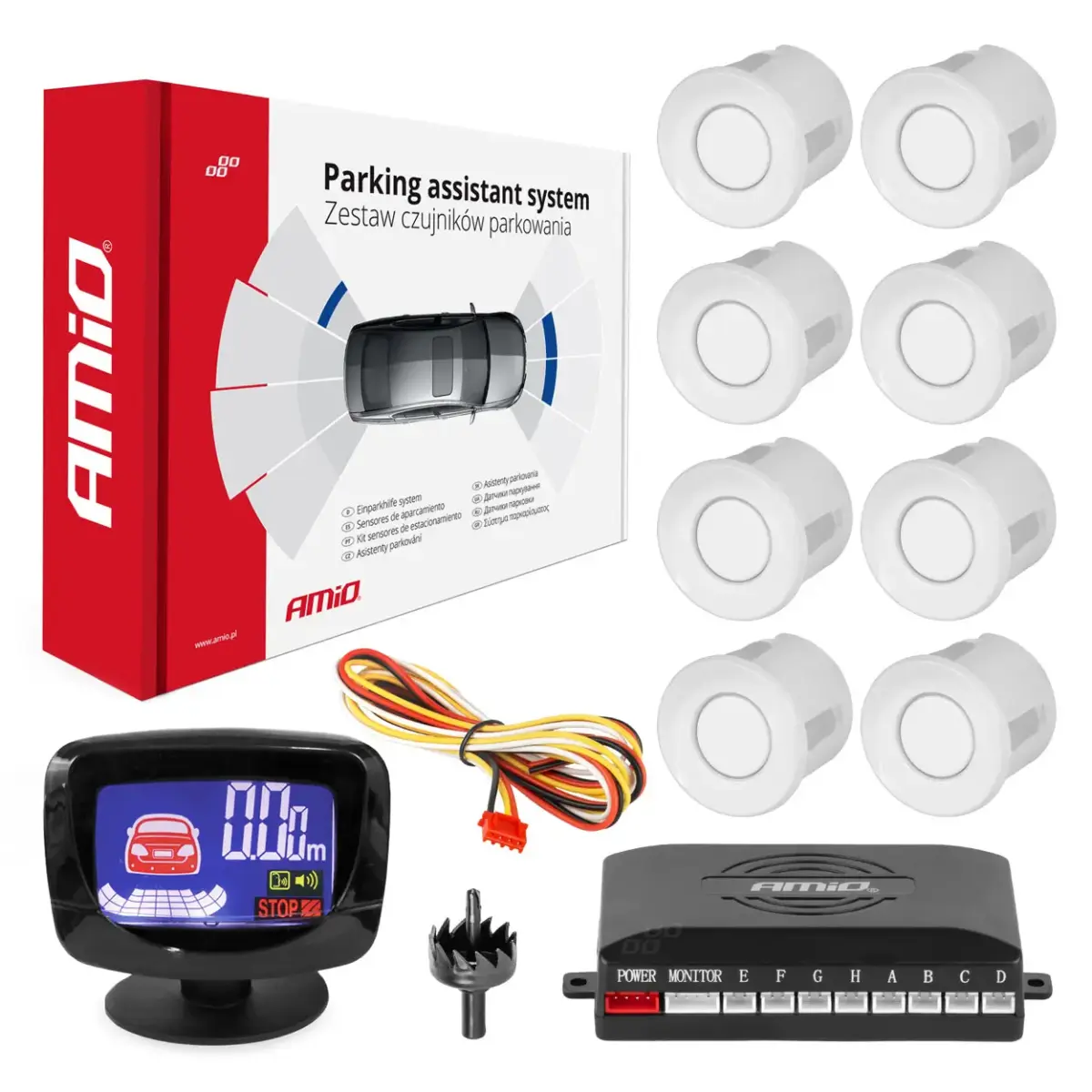 Parking assistant system LED-GRAF 8 sensor white