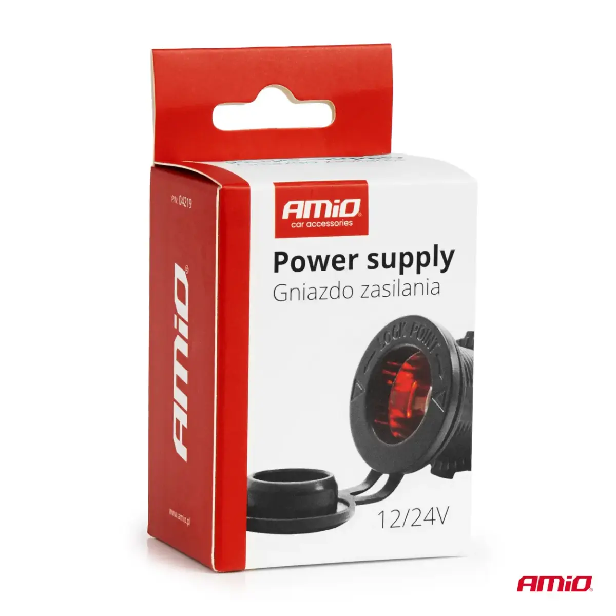 Waterproof Car Cigarette Lighter Socket with RED LED Backlight 12/24V AMIO-04219