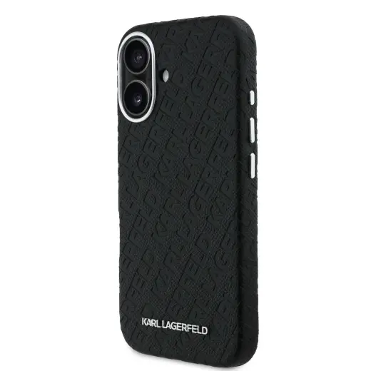 Karl Lagerfeld Grained PU Repeated Logo MagSafe Case for iPhone 16 Black