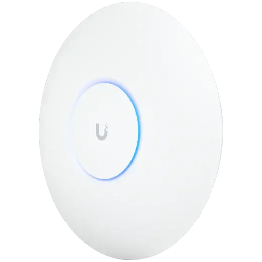 UBIQUITI U6 Pro; WiFi 6; 6 spatial streams; 140 m² (1,500 ft²) coverage; 350+ connected devices; Powered using PoE; GbE uplink.