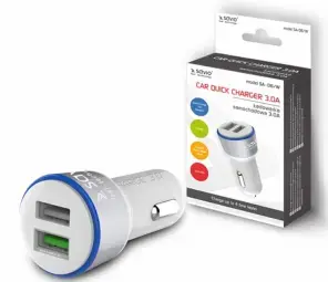 Savio auto lādētājs | 15W | QC | USB-A | balts
