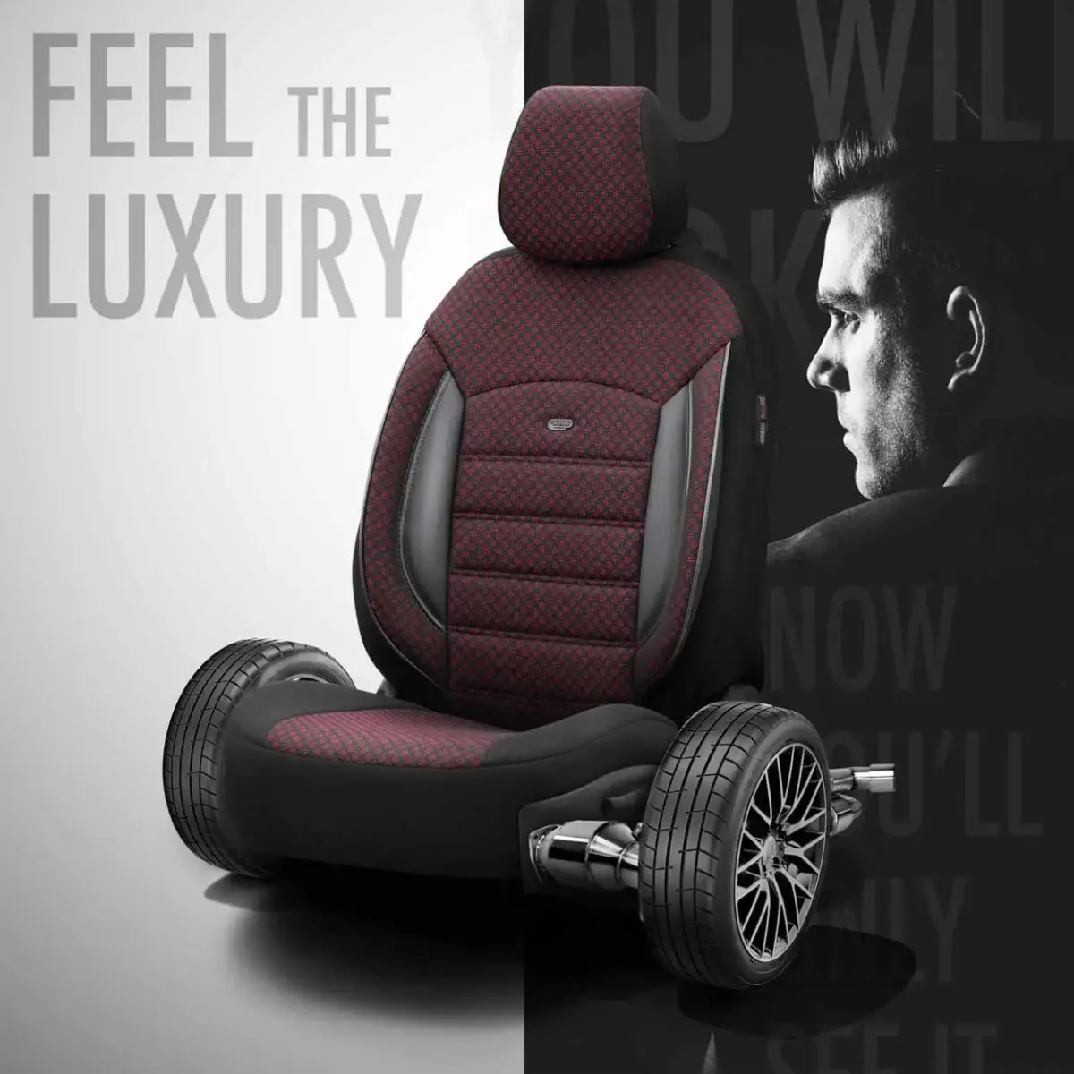 Car seat covers set OTOM SPORT PLUS 103 BURGUNDY NZ