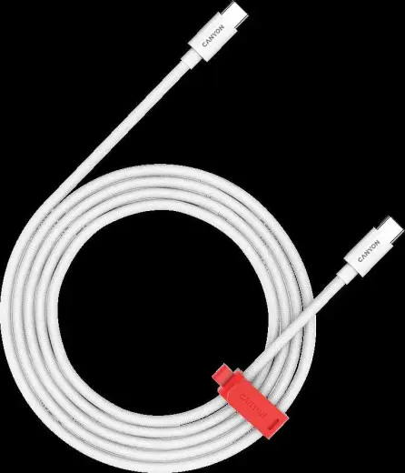 Canyon CC100AB datu pārraides un uzlādes vads | USB-C uz USB-C | 100W | 1.2m | balts