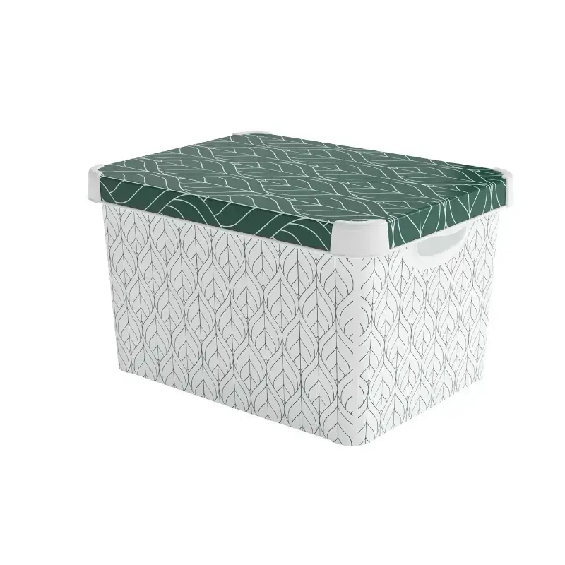 Коробка с крышкой Deco Stockholm L 39,5x29,5x23,5см Зелёные листья