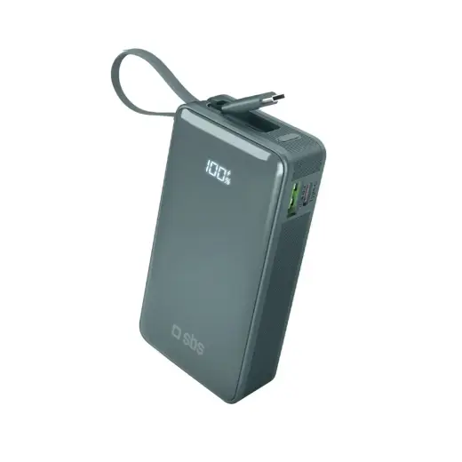 SBS išorinė baterija (powerbank) | 10 000 mAh | 20W | USB-C | LED ekranas | pilkas
