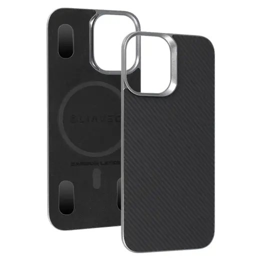 Liavec Carbon Layer telefono dėklas su MagSafe palaikymu iPhone 17 juodas