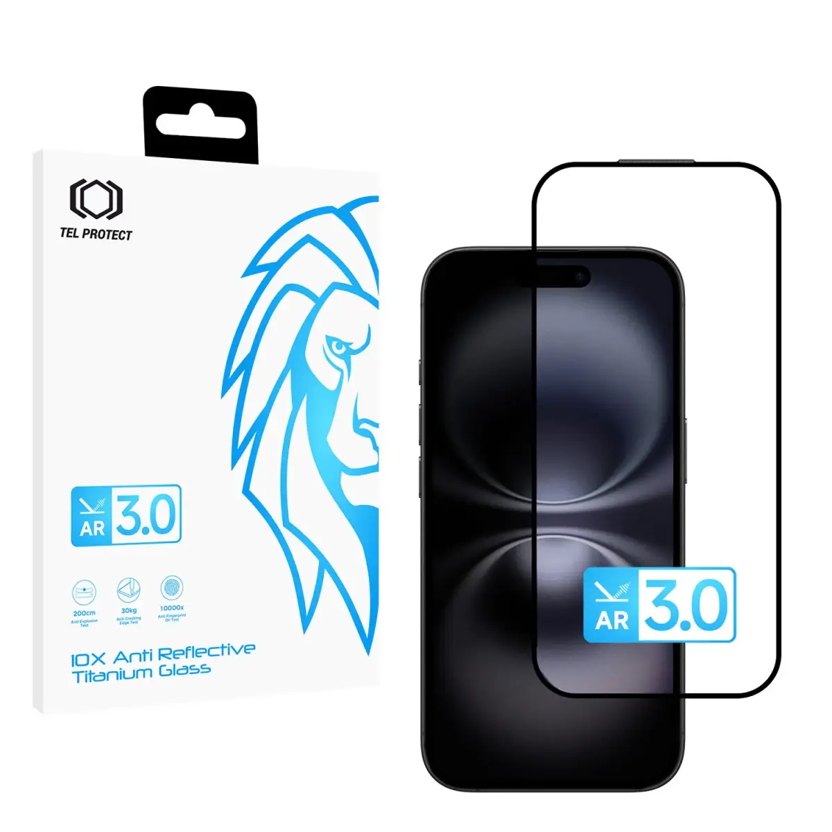 Tel Protect 10X AR 3.0 AntiReflective Titanium aizsargstikls telefona ekrānam iPhone 16