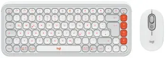 Klaviatūra + Pele Logitech POP ICON COMBO OFF White Orange US