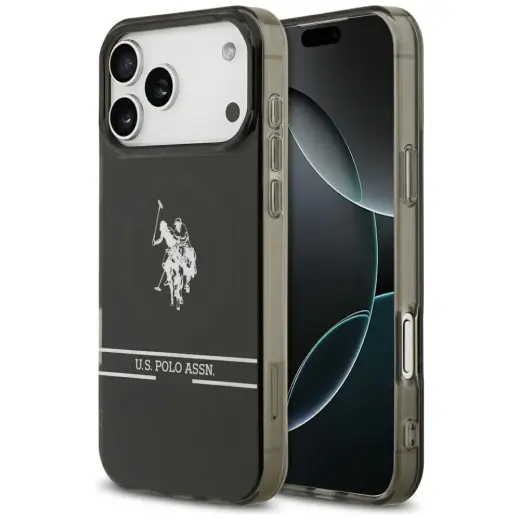 US Polo DH and Bottom Stripe Logo MagSafe Case for iPhone 17 Pro Max Black